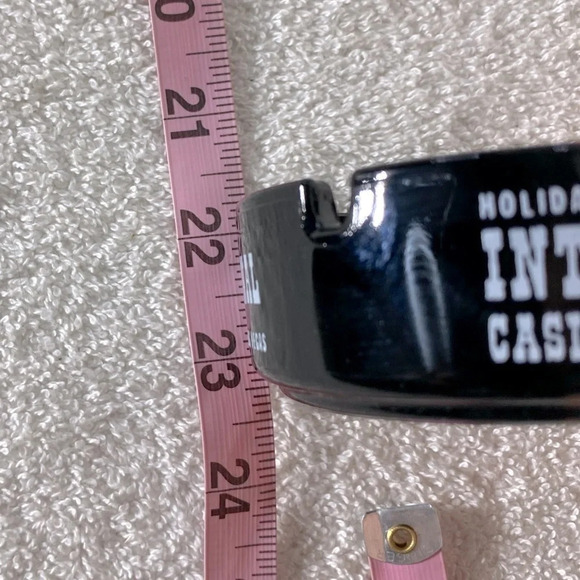 Vintage Holiday International Casino Black Glass Ashtray Trinket Dish - Picture 9 of 10